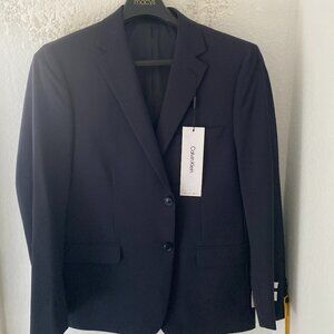 Men's Skinny Fit Calvin Klein Navy Blue Suit Jacket, Size 44R